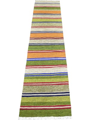 Kilim Antik El Dokuma Balıkesir Bukleli Pamuklu Yolluk Kilim 1707 - Yeni - Çok Renkli