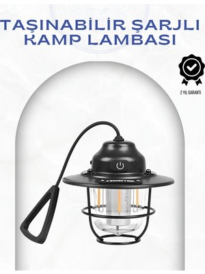 Uslucan Alışveriş Geometrik Tasarımlı Vintage Kamp Lambası – Type-C Şarj Ayarlanabilir Parlaklık