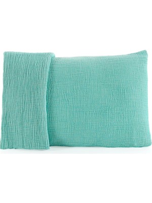 1001 Müslin Yastık Kılıfı 2 Adet Set, 50X70 cm 100% Pamuk Yumuşak Nefes Alabilir Kapaklı 4 Katlı
