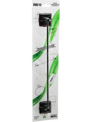 1001 Siyah Metal Havluluk, Uzun, Yapışkanlı Montaj