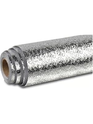 1001 Rulo Gümüş Alüminyum Folyo Duvar Kağıdı, 2 mt x 60 cm Kendinden Yapışkanlı Raf Içi, Su G