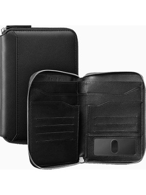 Vulkit Rfıd Korumalı Deri Fermuarlı Unisex Aile Pasaport Cüzdanı