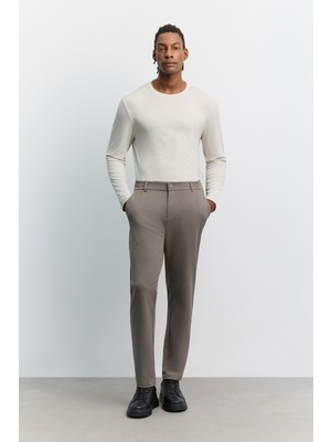 AVVA Erkek Vizon Yanı Lastikli Teknik Slim Fit Pantolon A62Y3077