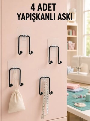 Nemere Ithalat 4 Adet Çok Amaçlı Yapışkanlı Askılık Ev Düzenleyici Duvar Askı Seti