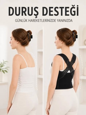 Nemere Ithalat Postür Dik Duruş Korsesi Sırt Destekli Ayarlanabilir Lastikli Bel Korsesi