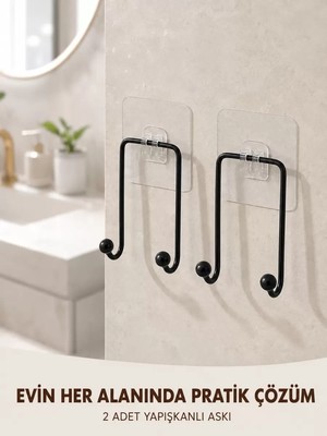 Nemere Ithalat 2'li Yapışkanlı Duvar Askısı Mutfak Banyo ve Ev Için Askılık