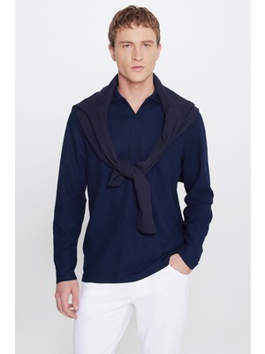 Altınyıldız Classics Slim Fit Dar Kesim Uzun Kol Polo Yaka Tişört Erkek Günlük