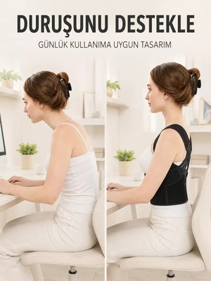 Nemere Ithalat Dik Duruş ve Postür Korsesi Ayarlanabilir Çapraz Lastikli Sırt Bel Desteği
