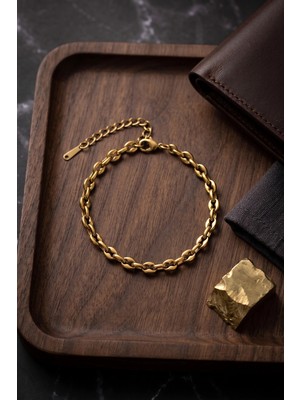 Nemere 316L Çelik Gold Renk Rolo Zincir Model Erkek Bileklik TJ-EB3839
