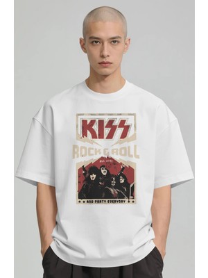 Sevbano Kiss Rock Metal Müzik Grubu Baskılı Unisex Oversize Premium Tişört