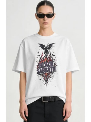 Sevbano Black Sabbath Rock Metal Müzik Grubu Baskılı Unisex Oversize Premium Tişört