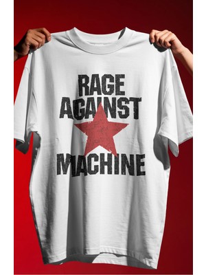 Sevbano Rage Against Machine Rock Metal Müzik Grubu Baskılı Unisex Oversize Premium Tişört
