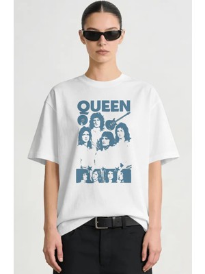 Sevbano Queen Rock Metal Müzik Grubu Baskılı Unisex Oversize Premium Tişört