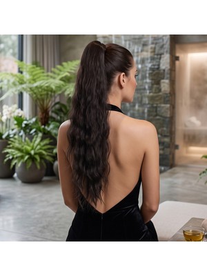 Melonika Tokalı Katlı Kesim Daalı At Kuyruğu / Koyu Kestane