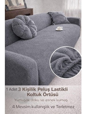Yumuşacık Welsoft Lastikli 3 Kişilik Koltuk Örtüsü Kaymaz Esnek ve Yıkanabilir Koltuk Kılıf