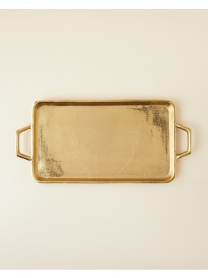 English Home Fiore Alüminyum Dekoratif Tepsi 42X18 cm Gold