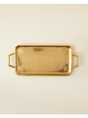English Home Fiore Alüminyum Dekoratif Tepsi 36X15 cm Gold