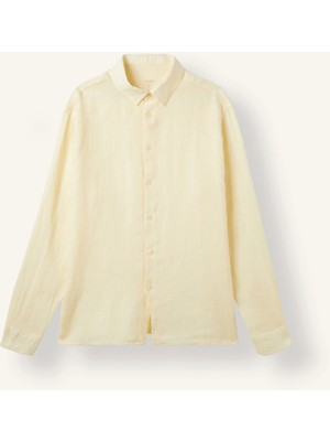 DeFacto %100 Keten Regular Fit Polo Yaka Basic Uzun Kollu GÖMLEK C1825AX26SM