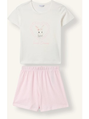 DeFacto Baskılı Kısa Kollu Üst Şortlu Alt 2li Pijama Takımı Kız ÇOCUK H2388A826SM