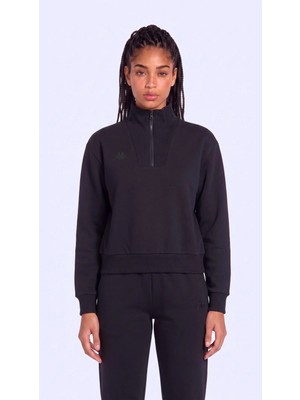 Kappa Ileria Tur Kadın Siyah Oversize Sweatshirt