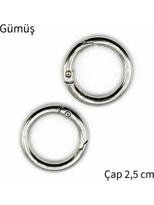 Oxford İplik Metal Yaylı Çanta Halkası 1 Çift 2,5 cm - Gümüş