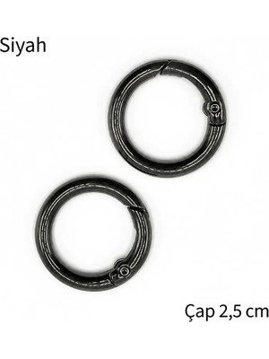 Oxford İplik Metal Yaylı Çanta Halkası 1 Çift 2,5 cm  - Siyah