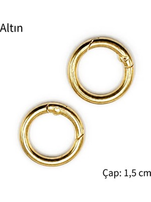 Oxford İplik Metal Yaylı Çanta Halkası 1 Çift 1,5 cm - Altın