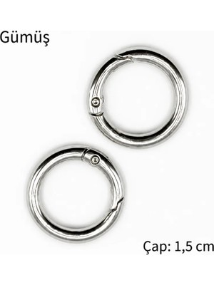 Oxford İplik Metal Yaylı Çanta Halkası 1 Çift 1,5 cm - Gümüş
