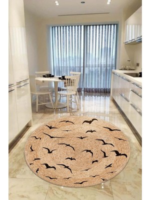 Aymira Home Home Dekoratifmakinede Yıkanabilen Kaymaz Taban Yuvarlak Mutfak ve Balkon Halısı