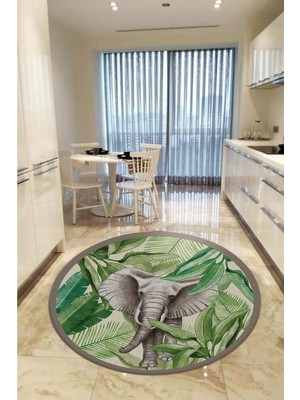 Aymira Home Home Dekoratifmakinede Yıkanabilen Kaymaz Taban Yuvarlak Mutfak ve Balkon Halısı