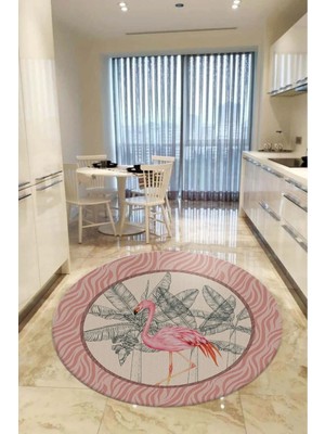 Aymira Home Home Dekoratifmakinede Yıkanabilen Kaymaz Taban Yuvarlak Mutfak ve Balkon Halısı