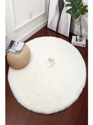 Aymira Home Home Post Peluş Daire Halı Veya Dekoratif Beyaz Tüylü Yumuşak Yıkanabilir Kaymaz Taban AYM502