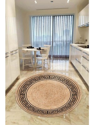 Aymira Home Home Dekoratifmakinede Yıkanabilen Kaymaz Taban Yuvarlak Mutfak ve Balkon Halısı