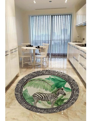 Aymira Home Home Dekoratifmakinede Yıkanabilen Kaymaz Taban Yuvarlak Mutfak ve Balkon Halısı