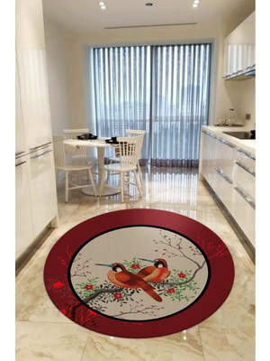 Aymira Home Home Dekoratifmakinede Yıkanabilen Kaymaz Taban Yuvarlak Mutfak ve Balkon Halısı