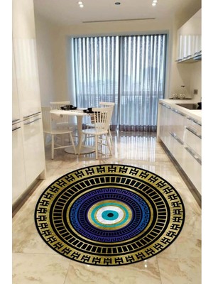 Aymira Home Home Dekoratifmakinede Yıkanabilen Kaymaz Taban Yuvarlak Mutfak ve Balkon Halısı