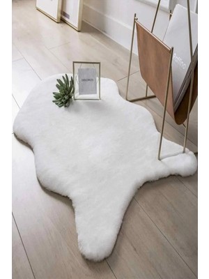 Aymira Home Home Post Peluş Halı Beyaz Tüylü Yumuşak, Yıkanabilir, Kaymaz Taban Dekoratif