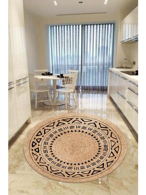 Aymira Home Home Dekoratifmakinede Yıkanabilen Kaymaz Taban Yuvarlak Mutfak ve Balkon Halısı