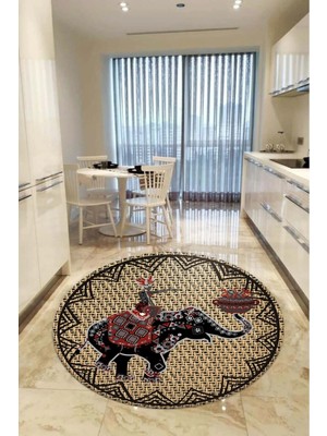 Aymira Home Yıkanabilen Kaymaz Taban Yuvarlak Mutfak ve Balkon Halısı