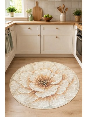 Aymira Home Dijital Baskı Dört Mevsim Kaymaz Taban Yıkanabilir Mutfak Oda Halısı Daire Yolluk Çiçek