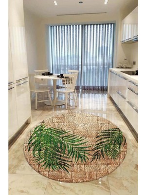 Aymira Home Home Dekoratifmakinede Yıkanabilen Kaymaz Taban Yuvarlak Mutfak ve Balkon Halısı