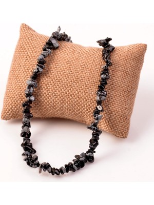Taş Sandığı Obsidyen Taşı Şekilsiz Kolye - Kar Tanesi Obsidyen