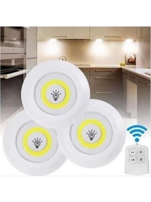 Uzaktan Kumandalı Pilli Üçlü Spot LED Lamba Güçlü Beyaz IŞIK-1ADET