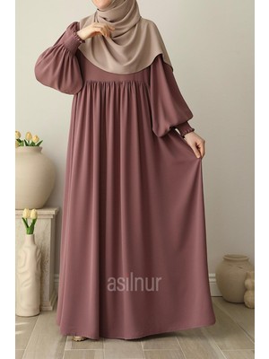 Asilnur Asya Balon Kol Elbise Gül Kurusu