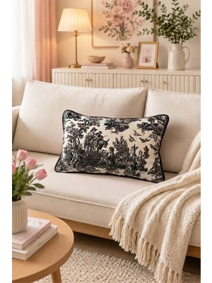 Dekomod 1 Adet Dijital Baskılı Dekoratif Çift Taraflı Fransız Köylü Desen Kırlent Yastık Kılıfı 30X50 cm