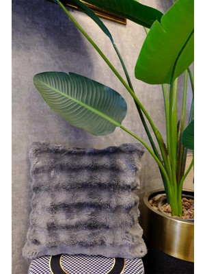 Dekomod Peluş Puffy Dekoratif Yastık Kırlent Kılıfı Pofuduk Bubble Antrasit 1 Adet 50X50 cm
