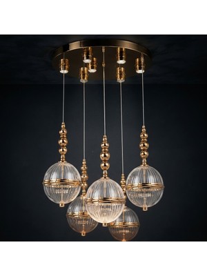 HA Craft H-Acraft Gold Led'li Modern Küre Avize 5'lı