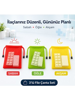 Magic Lady Sabah Öğle Akşam Düzenleme File Çantası 3’lü Set Büzgülü