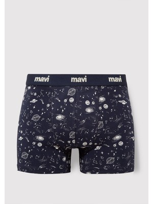 Mavi Gezegen Baskılı Lacivert Boxer 092456-33648