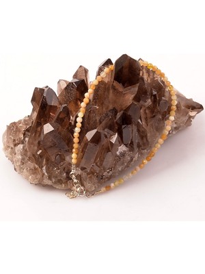 Taş Sandığı Sarı Opal Taşı Gümüş Bileklik - 3 mm